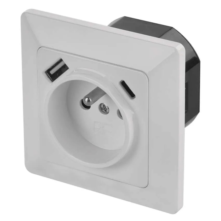 Zásuvka s USB A6000.4 bílá, 1 zásuvka, 2x USB 1