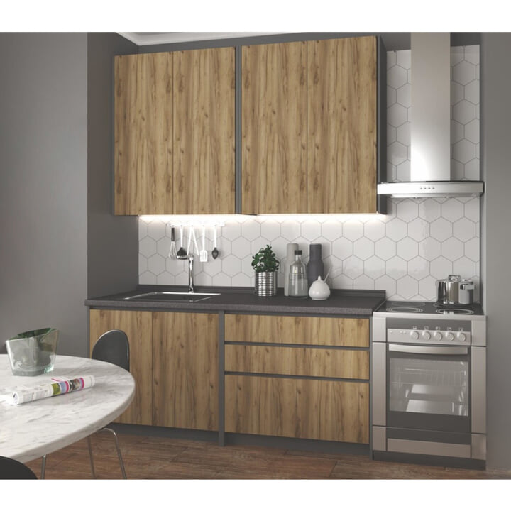 Sconto Kuchyňská sestava ADIO 180 dub craft/antracitová