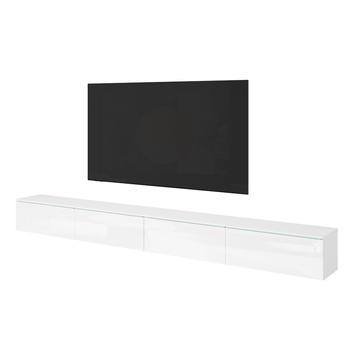 TV komoda AGATHE 300 bílá/bílá vysoký lesk 1