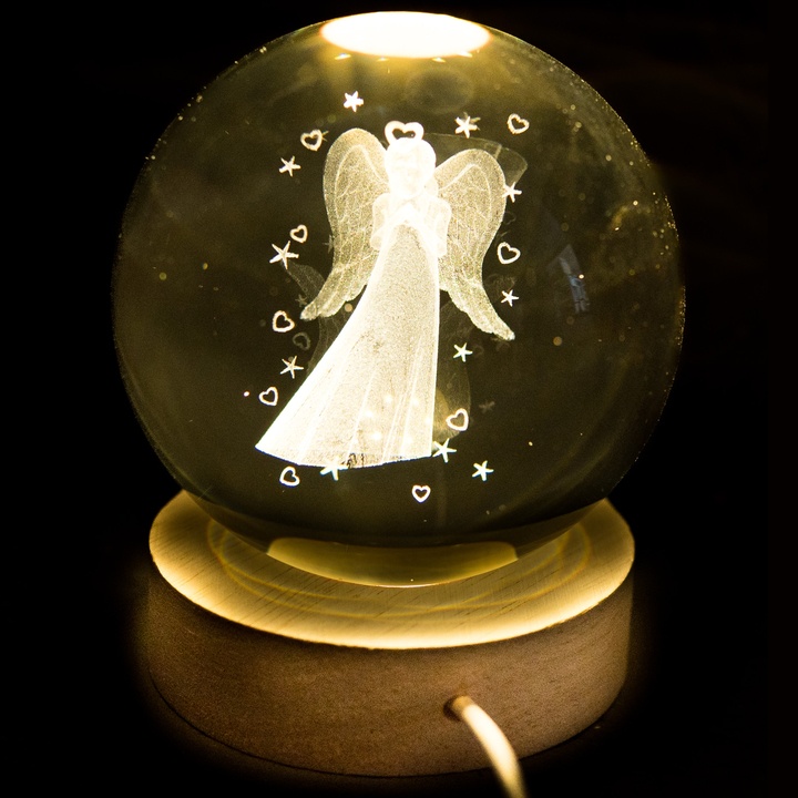 Sconto Stolní lampa ANDĚL průhledná/přírodní