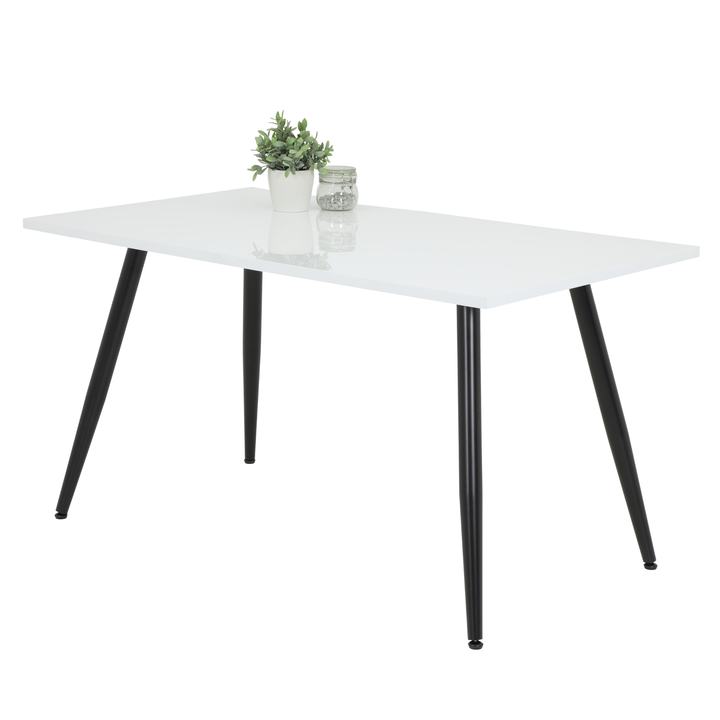Sconto Jídelní stůl ANILLA bílá vysoký lesk/černá, šířka 140 cm