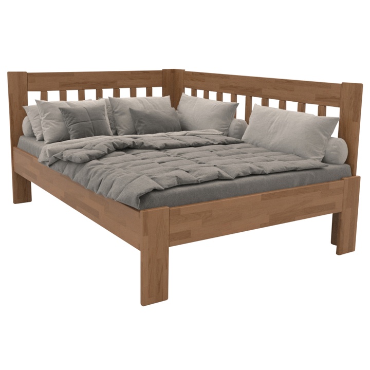 Rohová postel APOLONIE pravá, dub/světlý ořech, 140x200 cm 1