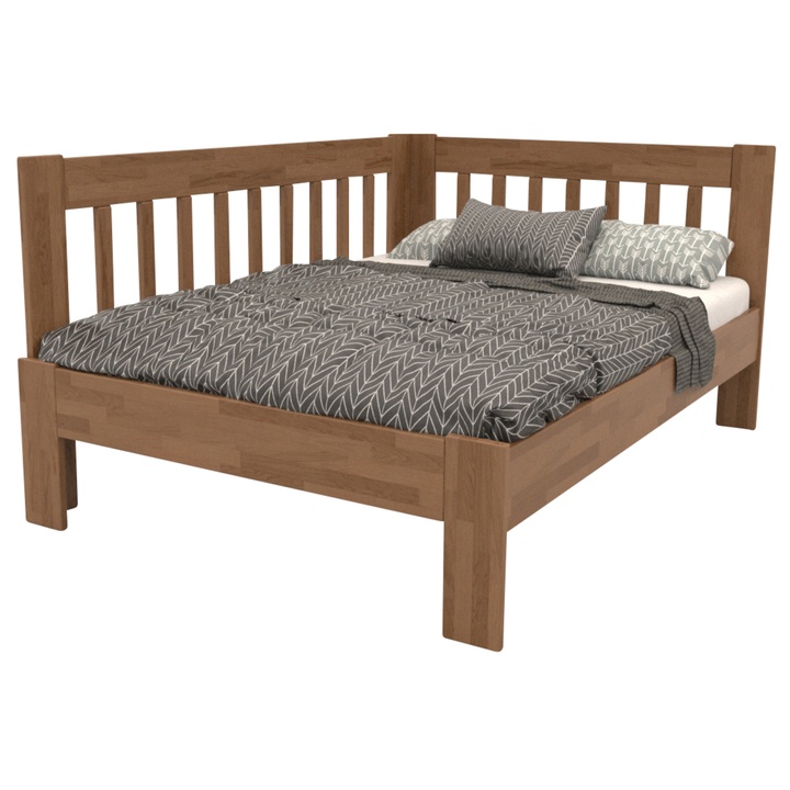 Rohová postel APOLONIE levá, dub/světlý ořech, 140x200 cm 1