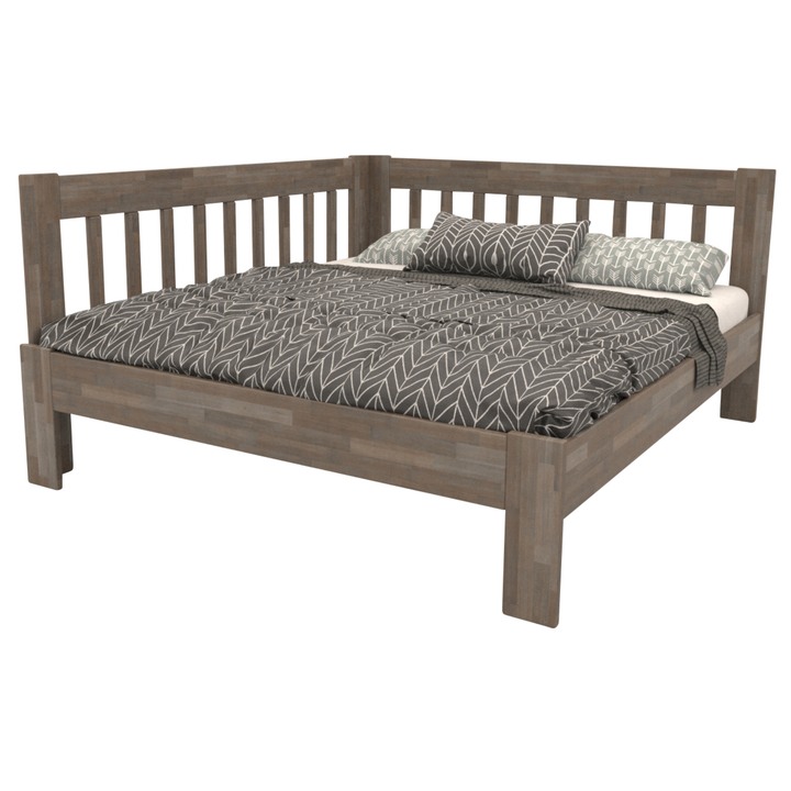 Rohová postel APOLONIE levá, buk/šedá, 180x200 cm 1