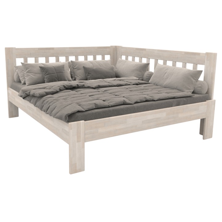 Rohová postel APOLONIE pravá, buk/bílá, 180x200 cm 1