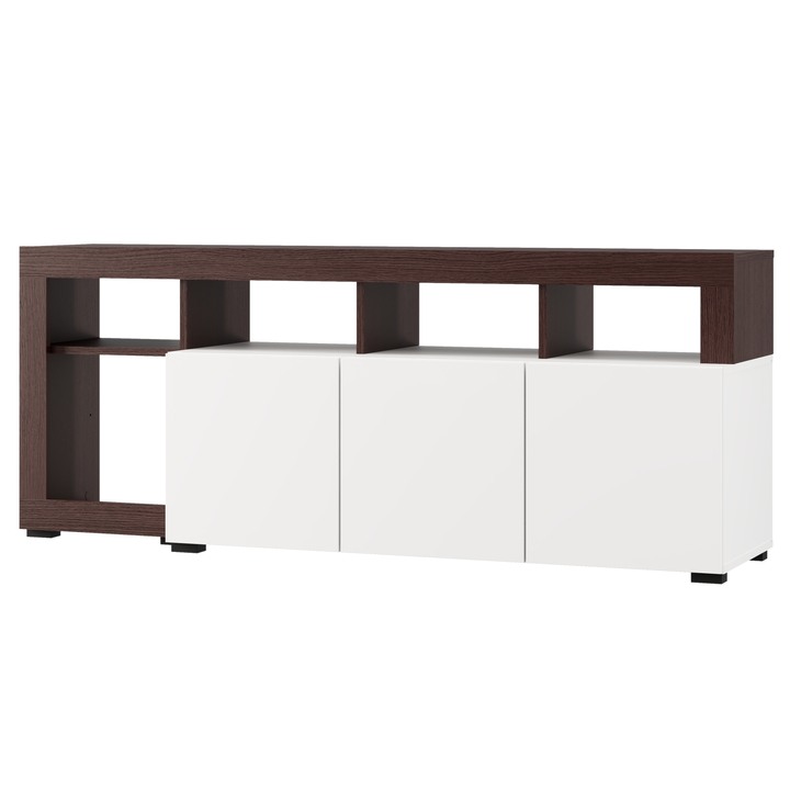 TV komoda ARGYLL 154 3D bílá/tmavý dub 1