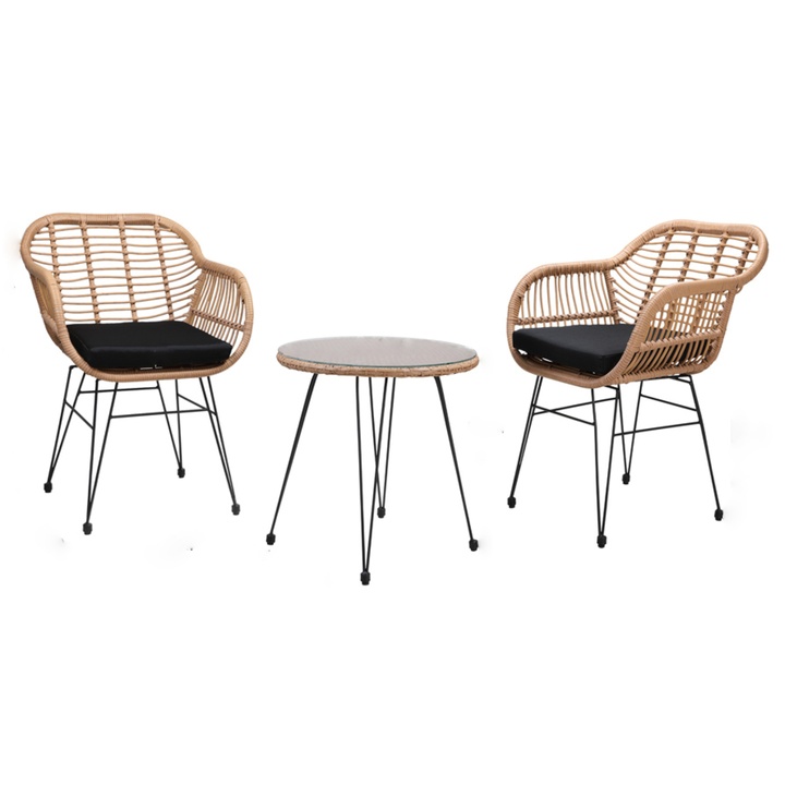 Balkonový set BALI přírodní/černá 1