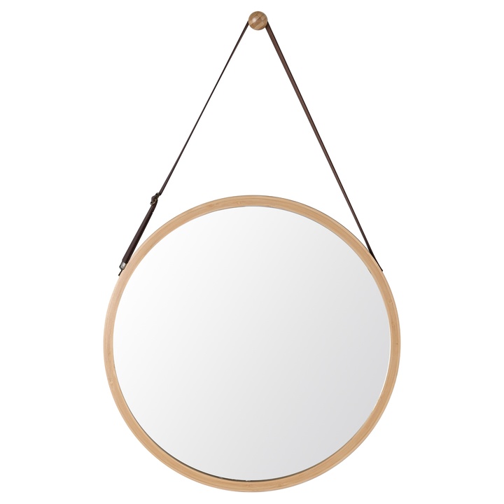 Sconto Zrcadlo BAMBUS 45 přírodní/hnědá, průměr 45 cm