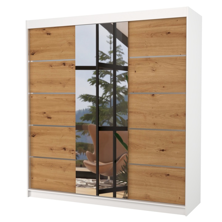 Sconto Šatní skříň BARGO bílá/dub artisan