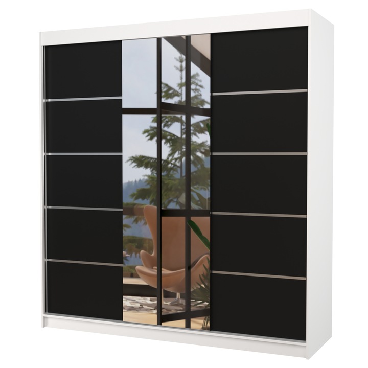 Sconto Šatní skříň BARGO bílá/černá