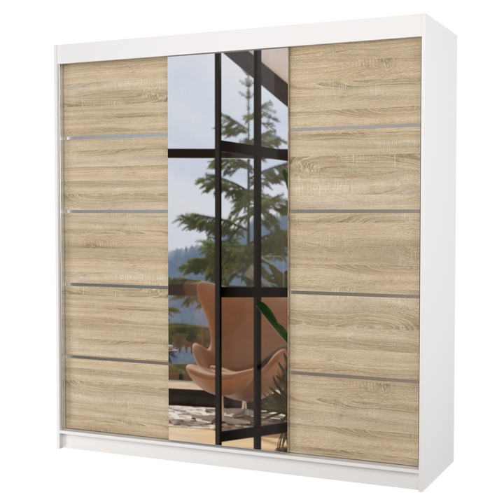 Sconto Šatní skříň BARGO bílá/dub sonoma