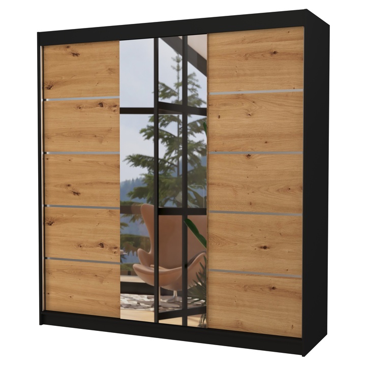 Sconto Šatní skříň BARGO černá/dub artisan