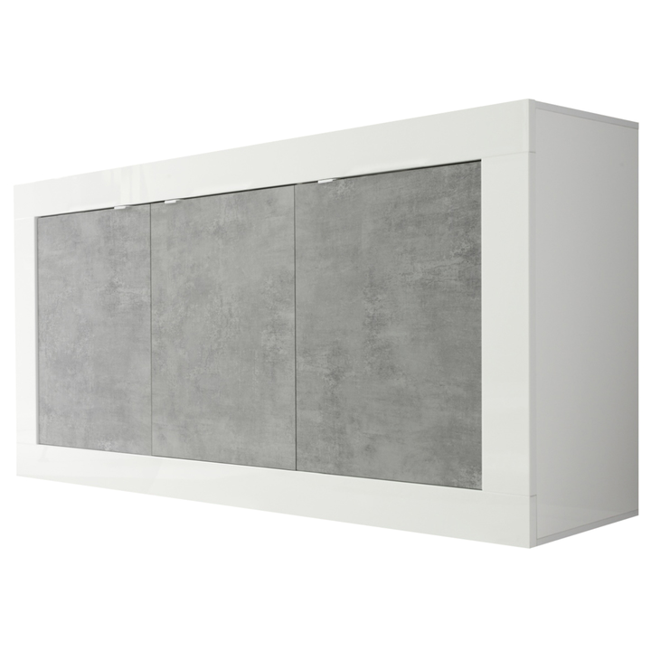 Sconto Komoda  BASIC 5 bílá lesklá/beton