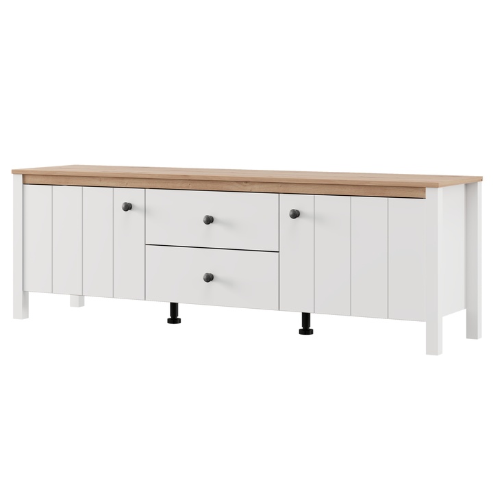 TV komoda BEDFORD 2Z2D bílá/dub artisan 1