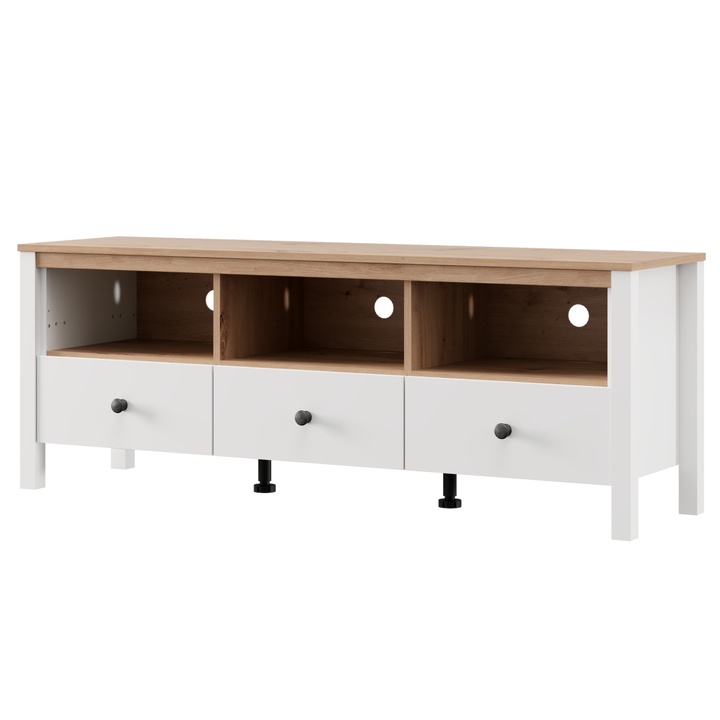 TV komoda BEDFORD 3Z bílá/dub artisan 1