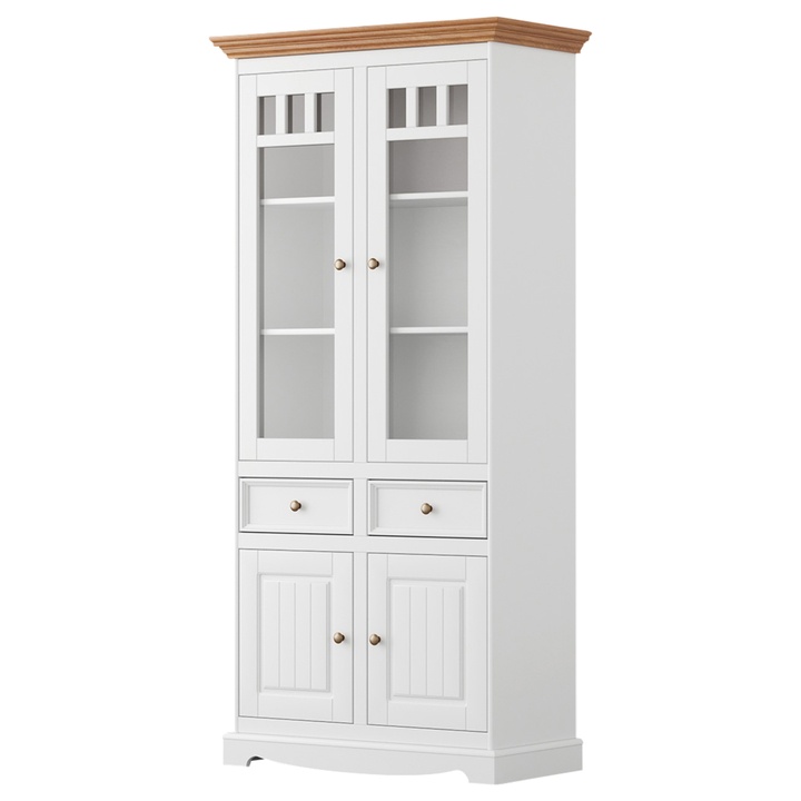 Vitrína BELLU 2D dub/bílá 1