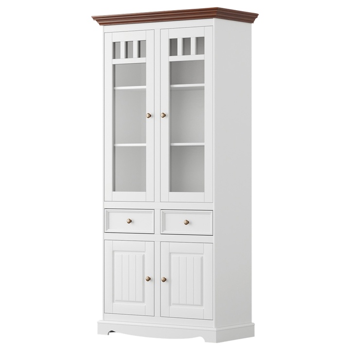 Vitrína BELLU 2D ořech/bílá 1