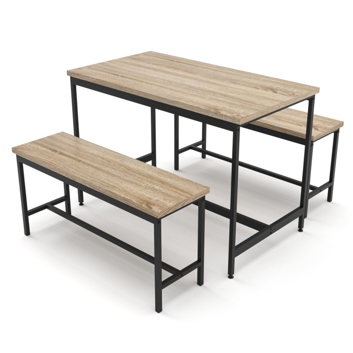 Sconto Jídelní set BELO dub/černá