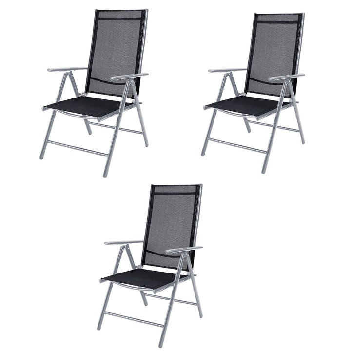 Sconto Zahradní židle BEREN stříbrná/černá, set 3 ks