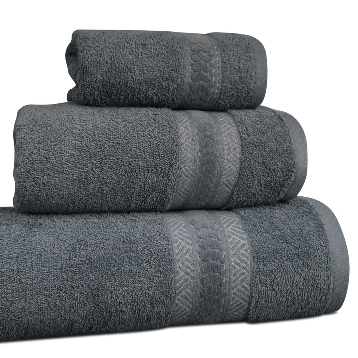 Sconto Sada ručníků a osušky BERGER šedá, 30x50, 50x100 a 70x140 cm