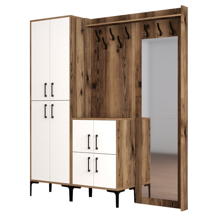 Předsíňová sestava BERLIN 3 ořech/bílá 1