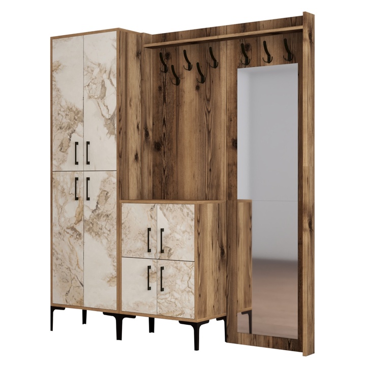 Předsíňová sestava BERLIN 3 ořech/mramor 1