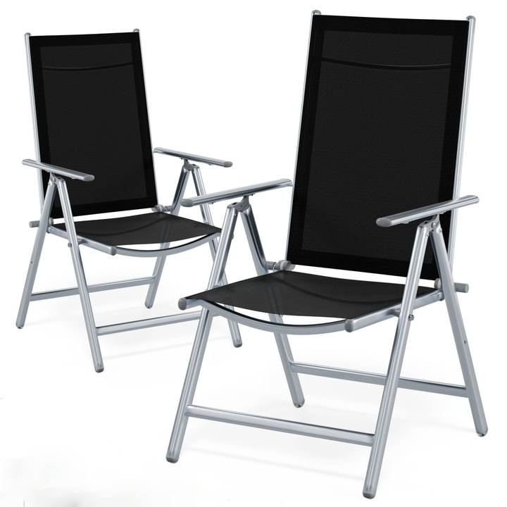 Zahradní židle BERN 2 stříbrná/černá, set 2 ks 1