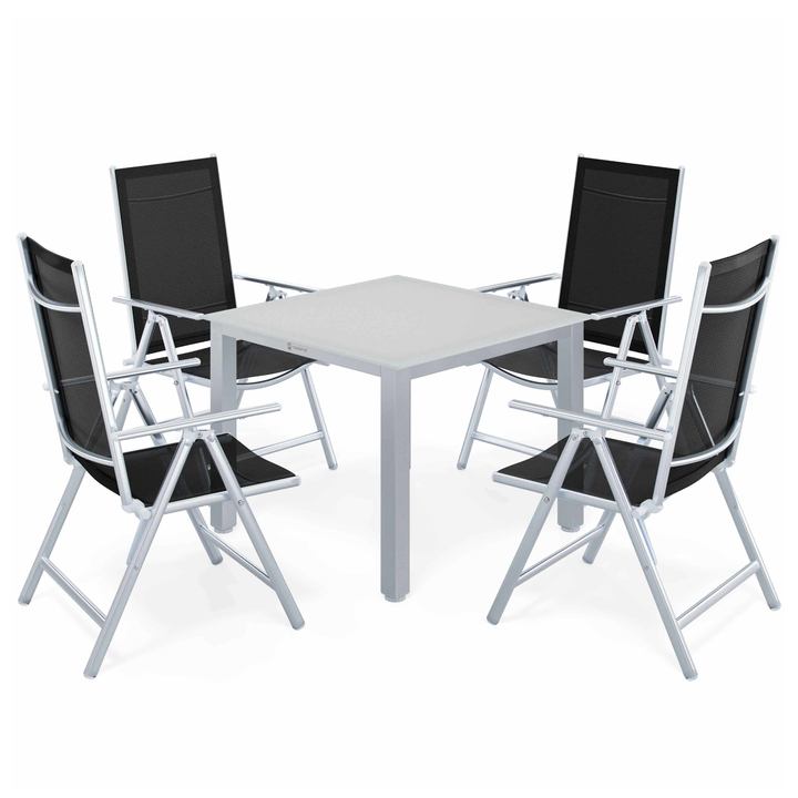 Zahradní set BERN 4 stříbrná/černá/mléčné sklo 1