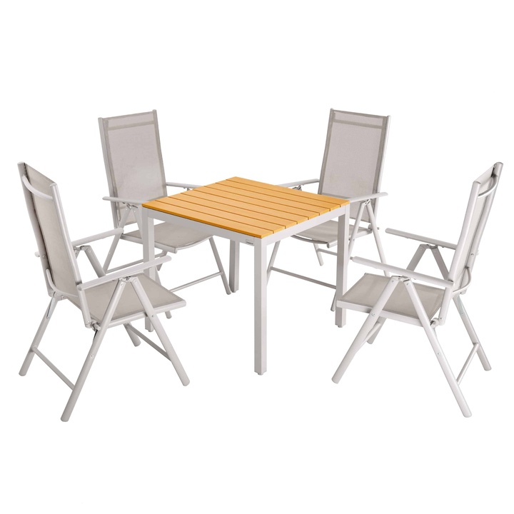 Zahradní set BERN světle šedá/přírodní 1