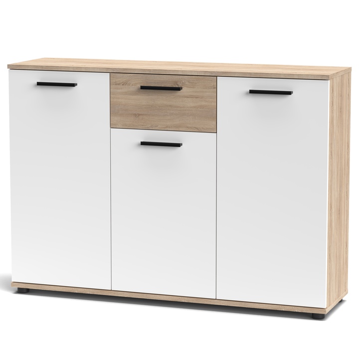 Sconto Komoda BERNO 3 dub sonoma/bílá