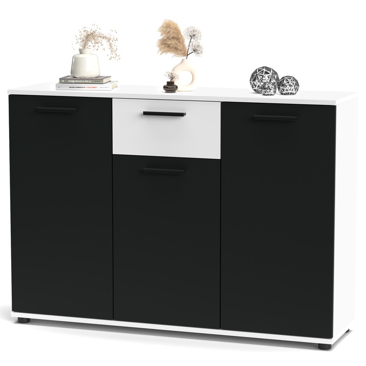 Sconto Komoda BERNO 3 bílá/černá