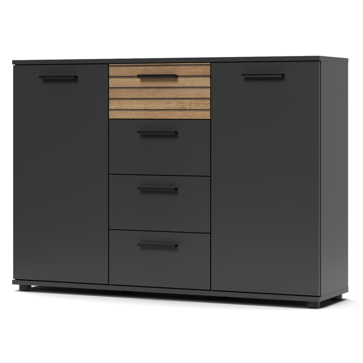 Sconto Komoda BERNO 4 přírodní/antracitová