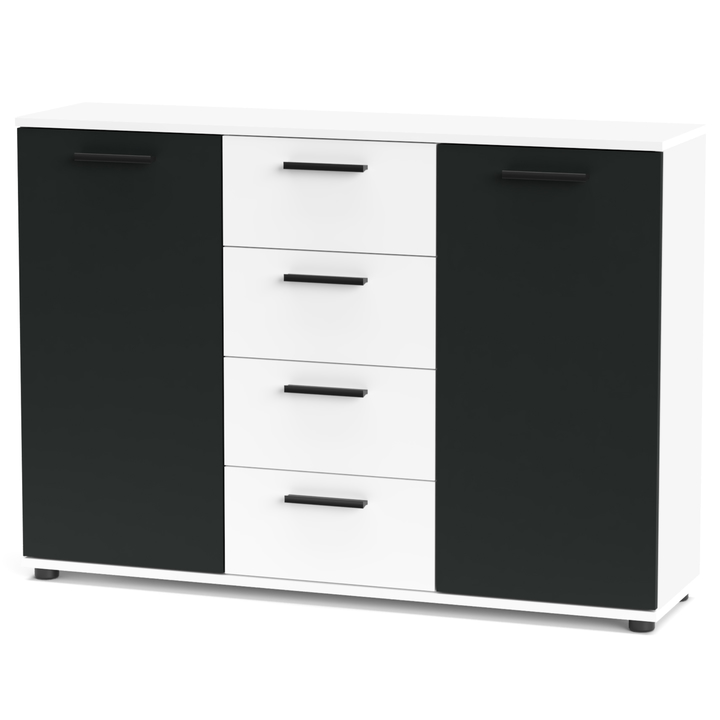 Sconto Komoda BERNO 4 bílá/černá