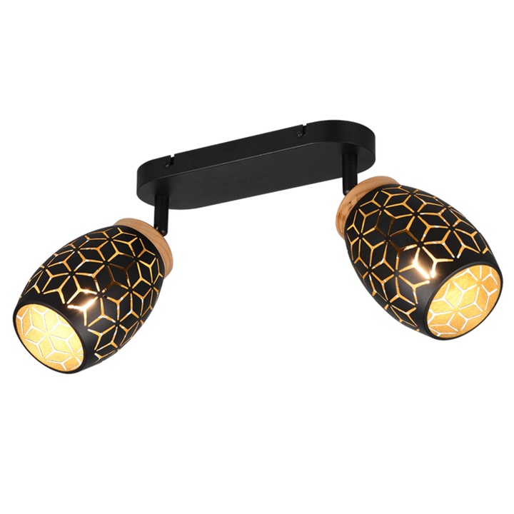 Sconto Bodové svítidlo BIDAR 2 černá/přírodní