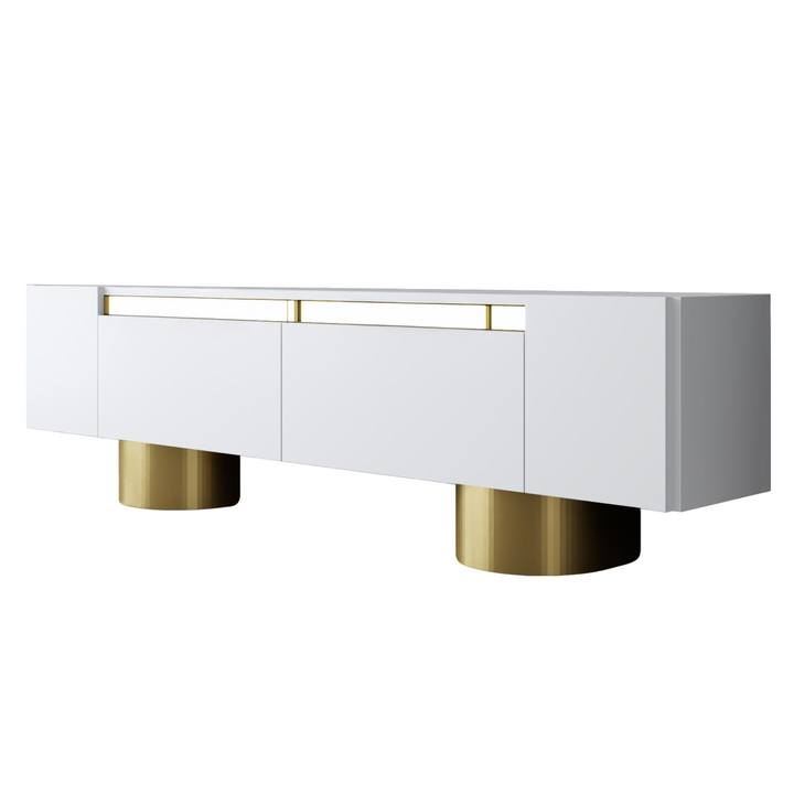 TV stolek BOHEM bílá/zlatá 1