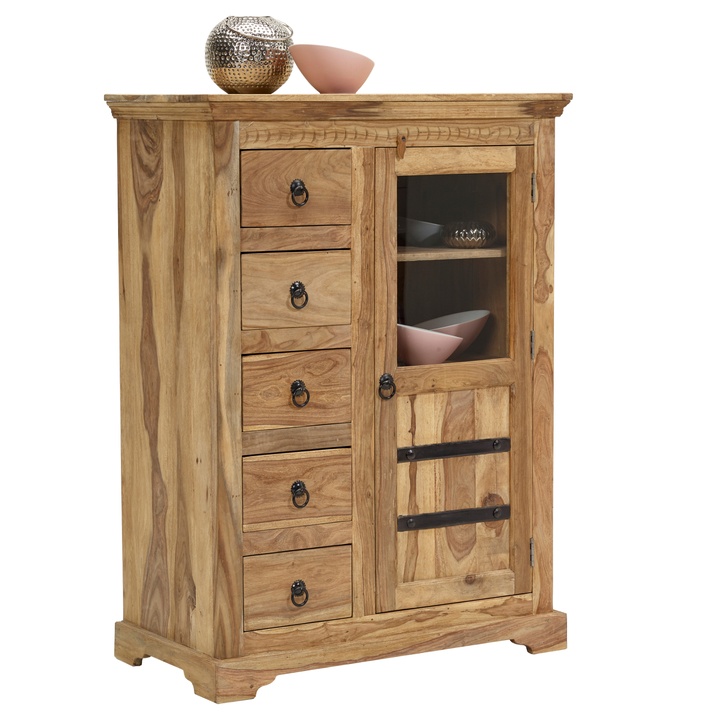 Sconto Komoda BOMBAY 3 přírodní palisandr