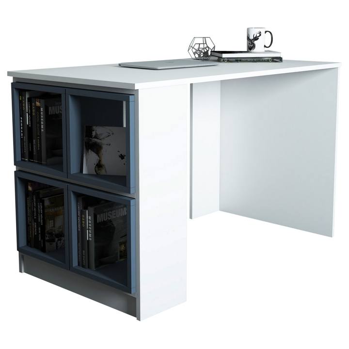 Sconto Psací stůl BOX bílá/modrá