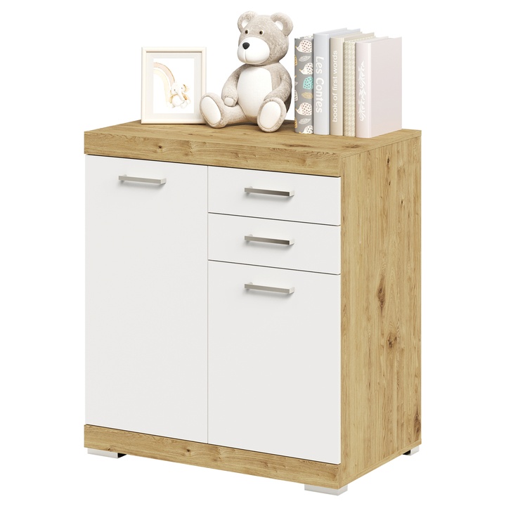 Sconto Komoda BRISTOL 2 XL dub artisan/perlově bílá