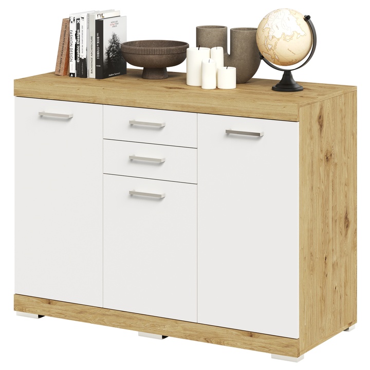 Sconto Komoda BRISTOL 3 XL dub artisan/perlově bílá