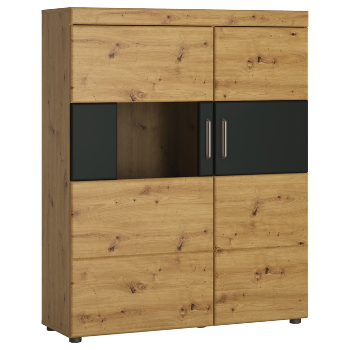 Sconto Vitrína BRIXEN dub artisan/kosmos šedá, levé provedení