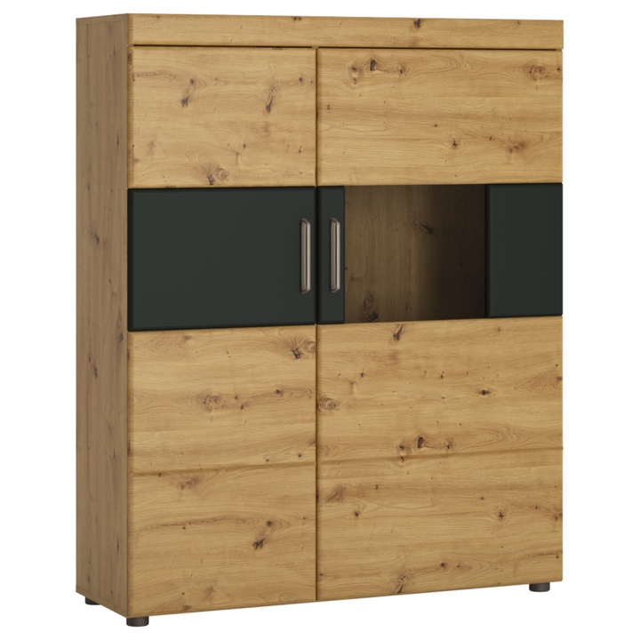 Sconto Vitrína BRIXEN dub artisan/kosmos šedá, pravé provedení