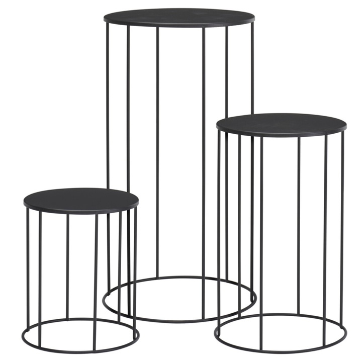 Sconto Sada stojanů na květiny BROOK černá, 3 ks