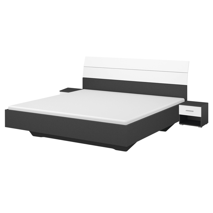 Sconto Postel s nočními stolky BROOKE alpská bílá/šedá, 180x200 cm