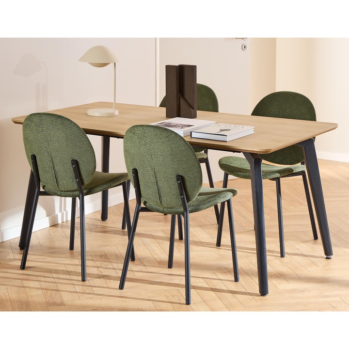 Sconto Jídelní sestava CADIZ 160 zelená/dub/matná černá