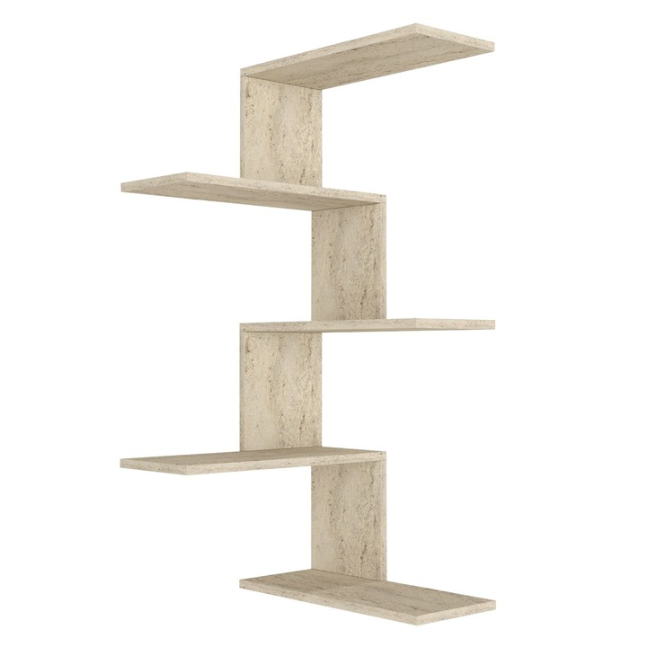 Sconto Nástěnný regál CANIKO béžová/travertin