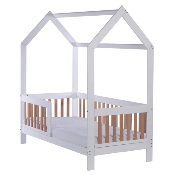 Domečková dětská postel CASA BAMBINI bílá/buk 1