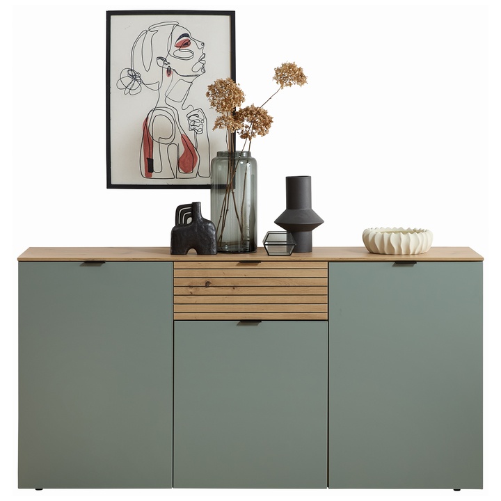Komoda CELINA rákosově zelená/dub artisan 1
