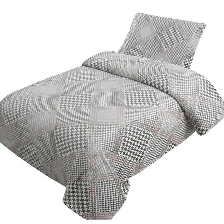 Sconto Povlečení CESARE šedá/bílá, 2 ks 70x90 a 200x220 cm