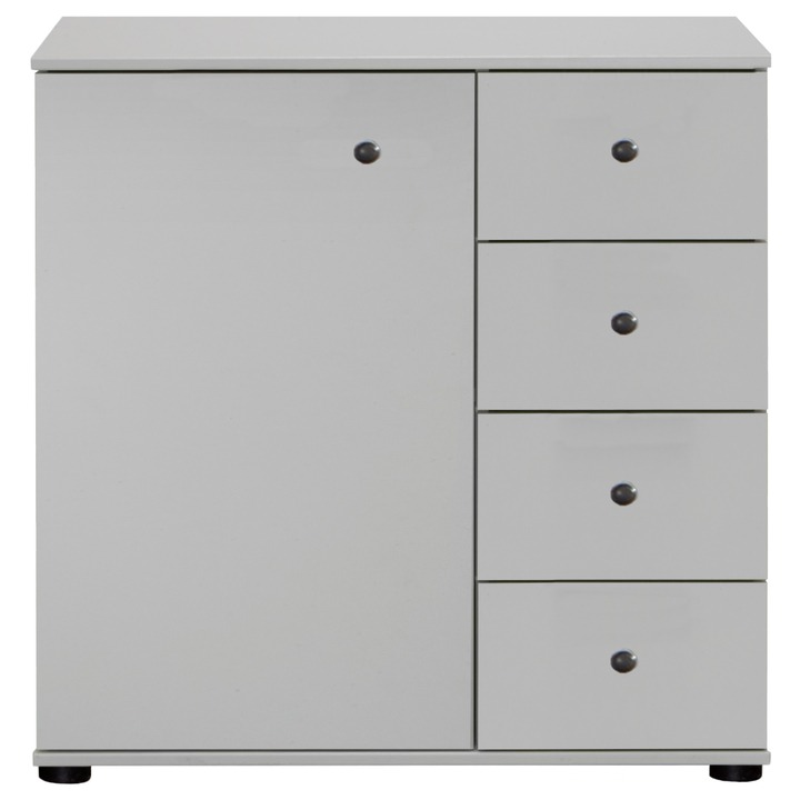 Sconto Komoda CHASE bílá, 4 zásuvky, 1 dvířka