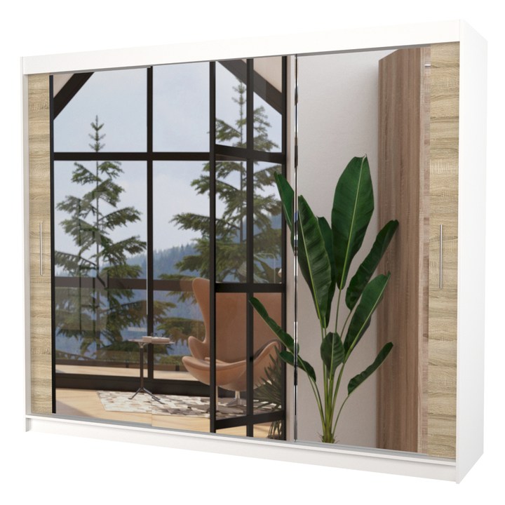 Sconto Šatní skříň CHENG bílá/dub sonoma